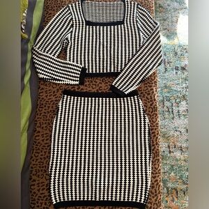 NWOT Adorable Black And White Two Piece Knit Set, Size Large